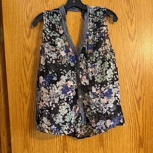 Vanity Black Floral Sleeveless Blouse